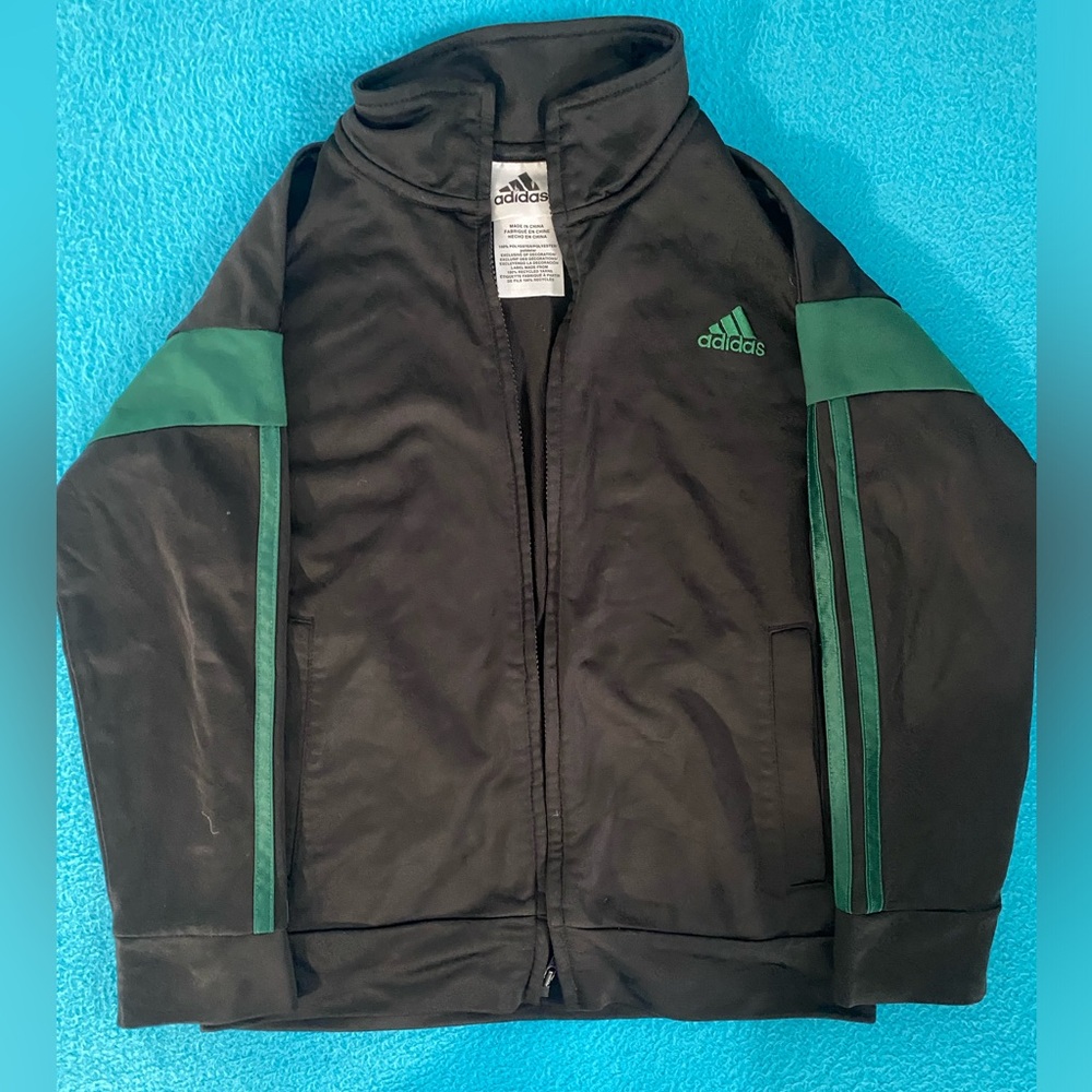 🔴ON SALE 🔴 BOYS size 6 adidas green and black zip up track top